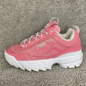 Fila Disruptor 2 Pink Glitter Chunky Shoes 3XM01269-661 Sneakers YOUTH US Size 4